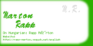 marton rapp business card